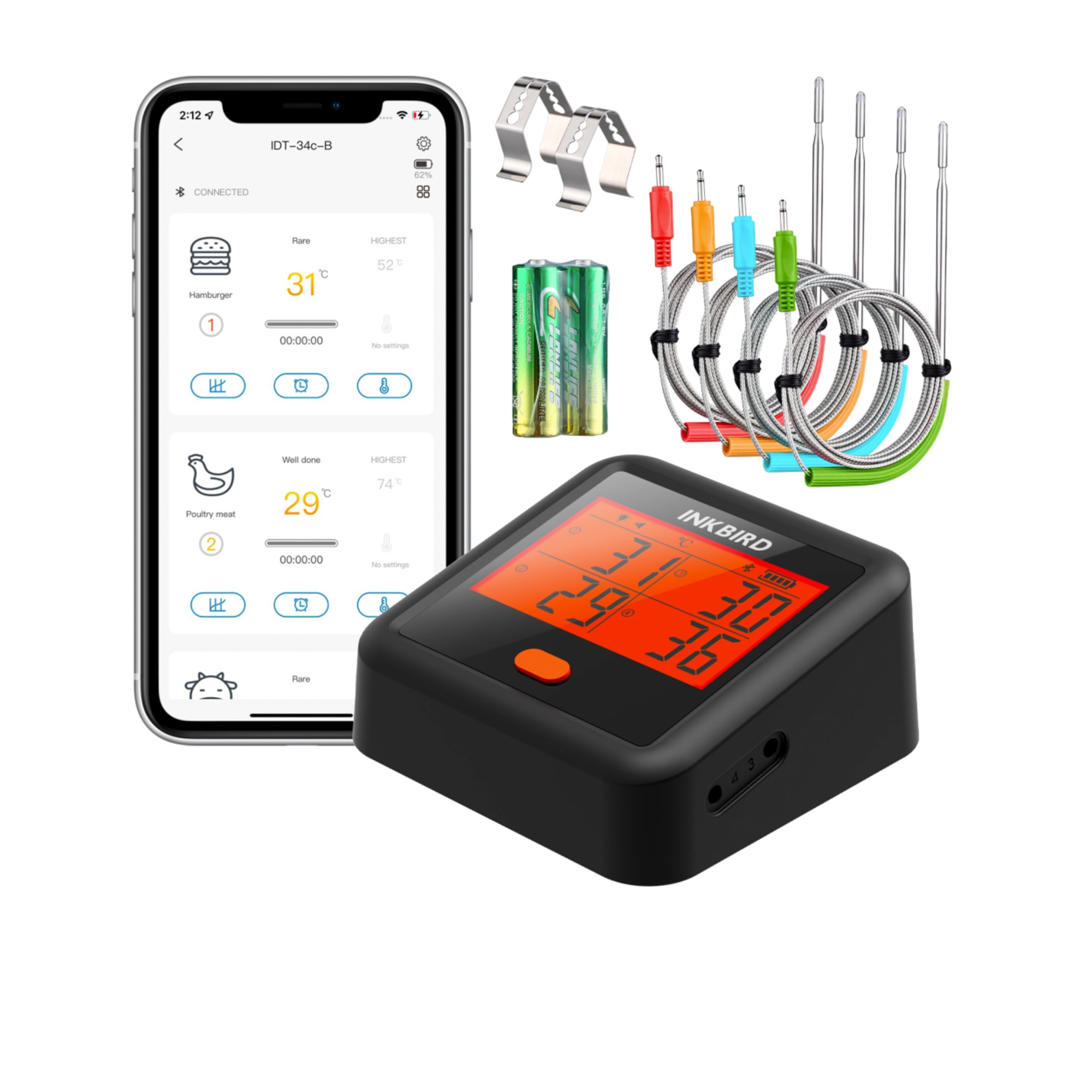 IDT34CB Digital Bluetooth BBQ Thermometer 4 Probe Kitchen Warehouse™